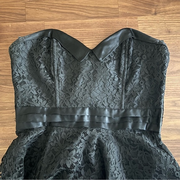 1980's Gunne Sax 50's Style Strapless Black Lace Cocktail Party Dress - Picture 15 of 16